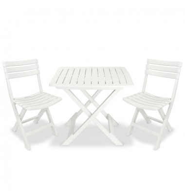 Sulankstomas bistro baldų komplektas, 3d., baltas, plastikas - Lauko baldų komplektai - 1