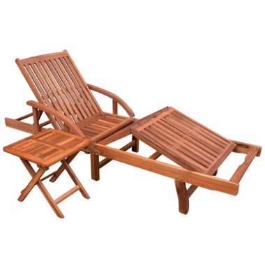  Saulės gultas su stalu, akacijos mediena - Gultai, šezlongai - 1