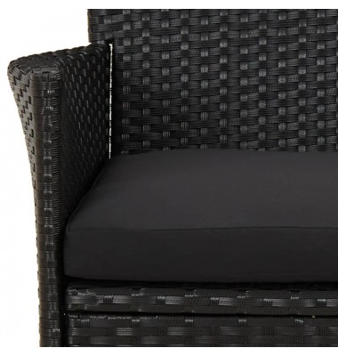  Sodo komplektas su pagalvėlėmis, 3 dalių, juodas, poliratanas - Lauko baldų komplektai - 6