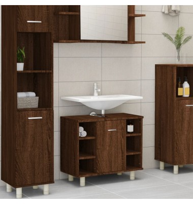  Vonios spintelė, ruda ąžuolo, 60x32x53,5cm, apdirbta mediena - Vonios baldų komplektai - 1