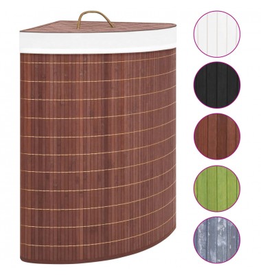  Kampinis skalbinių krepšys, rudos spalvos, bambukas, 60l - Skalbinių krepšiai - 2