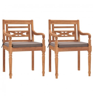 Batavia kėdės su tamsiai pilkomis pagalvėlėmis, 2vnt., tikmedis	 - Lauko kėdės - 1