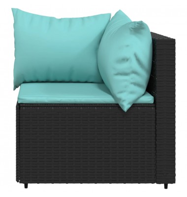  Kampinės sofos su pagalvėlėmis, 2vnt., juodos, poliratanas - Lauko sofos, lovos - 5