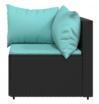  Kampinė sodo sofos dalis su pagalvėlėmis, juoda, poliratanas - Lauko sofos, lovos - 3