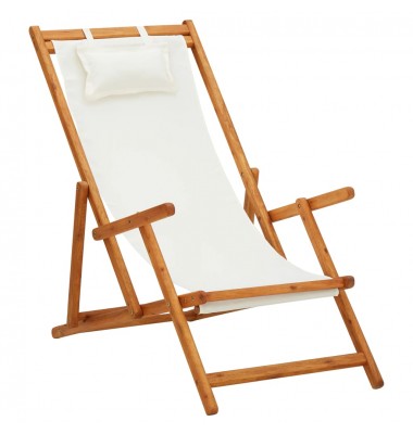  Sulankstoma paplūdimio kėdė, kreminė, eukaliptas ir audinys - Lauko kėdės - 1