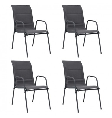  Sudedamos sodo kėdės, 4vnt., antracito, plienas ir tekstilenas - Lauko kėdės - 1