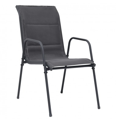  Sudedamos sodo kėdės, 4vnt., antracito, plienas ir tekstilenas - Lauko kėdės - 2