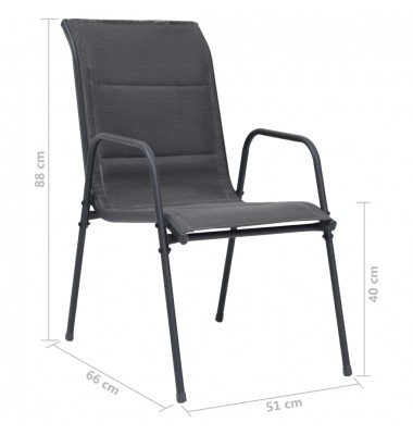  Sudedamos sodo kėdės, 4vnt., antracito, plienas ir tekstilenas - Lauko kėdės - 7