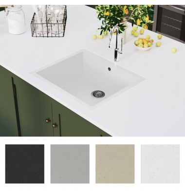  Virtuvės plautuvė su anga nuo persipildymo, balta, granitas - Virtuvinės plautuvės - 6