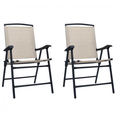  Sulankstomos sodo kėdės, 2vnt., kreminės spalvos, tekstilenas - Lauko kėdės - 1