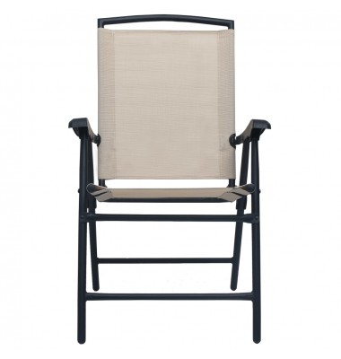  Sulankstomos sodo kėdės, 2vnt., kreminės spalvos, tekstilenas - Lauko kėdės - 3