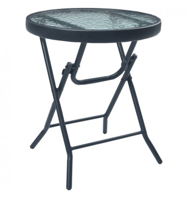  Bistro staliukas, juodos spalvos, 40x46cm, plienas ir stiklas - Lauko stalai, staliukai - 1