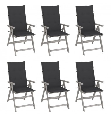  Atlošiamos sodo kėdės su pagalvėmis, 6vnt., akacijos masyvas - Lauko kėdės - 1