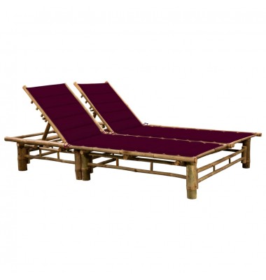  Dvivietis saulės gultas su čiužinukais, bambukas - Gultai, šezlongai - 1