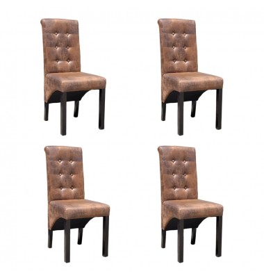  Valgomojo kėdės, 4 vnt., rudos, dirbtinė oda  - Valgomojo Kėdės - 1