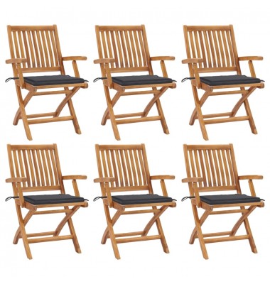  Sulankstomos sodo kėdės su pagalvėlėmis, 6vnt., tikmedis - Lauko kėdės - 1