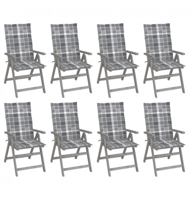  Atlošiamos sodo kėdės su pagalvėlėmis, 8vnt., pilkos, akacija - Lauko kėdės - 1