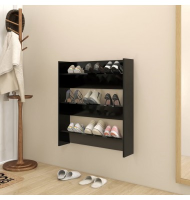  Sieninė spintelė batams, juodos spalvos, 80x18x90cm, MDP - Spintelės ir lentynos batams - 1