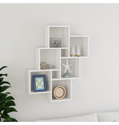  Sieninė lentyna, balta, 78x15x93cm, MDP, kubo formos, blizgi - Pakabinamos lentynos, spintelės - 1