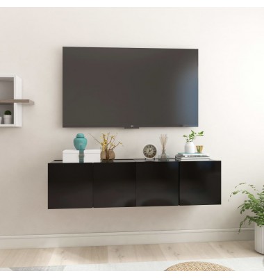  Pakabinamos televizoriaus spintelės, 2vnt., juodos, 60x30x30cm - TV spintelės - 1