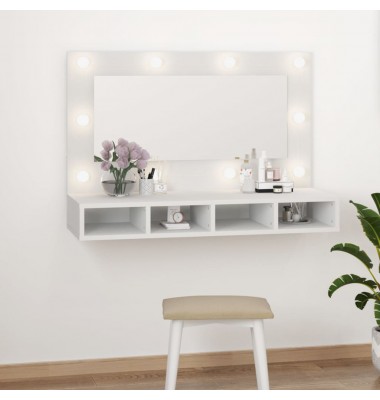  Veidrodinė spintelė su LED apšvietimu, balta, 90x31,5x62cm - Vonios spintelės, veidrodžiai - 1