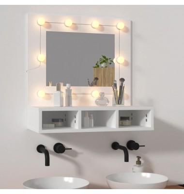  Veidrodinė spintelė su LED apšvietimu, balta, 60x31,5x62cm - Vonios spintelės, veidrodžiai - 1