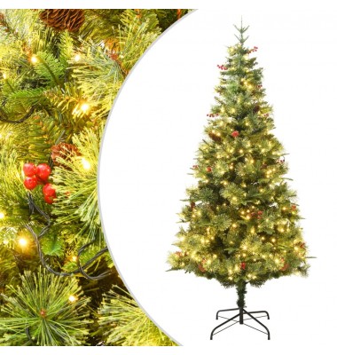  Kalėdų eglutė su LED/kankorėžiais, žalia, 120cm, PVC ir PE - Kalėdinės eglutės - 1