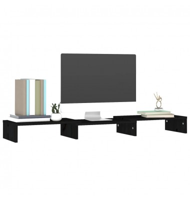  Monitoriaus stovas, juodas, 80x24x10,5cm, pušies masyvas - TV spintelės - 8