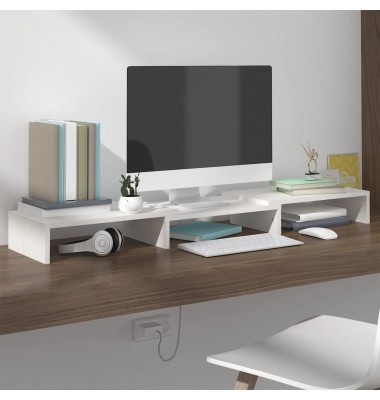  Monitoriaus stovas, baltas, 80x24x10,5cm, pušies masyvas - TV spintelės - 1