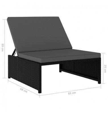  Saulės gultai su staliuku, 2vnt., juodos spalvos, poliratanas - Gultai, šezlongai - 11