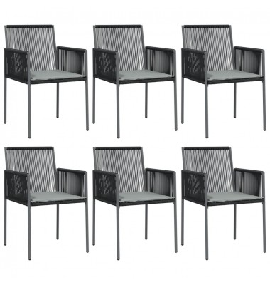  Kėdės su pagalvėmis, 6vnt., juodos, 54x60,5x83,5cm, ratanas - Lauko kėdės - 2