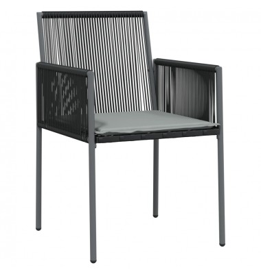  Kėdės su pagalvėmis, 6vnt., juodos, 54x60,5x83,5cm, ratanas - Lauko kėdės - 3