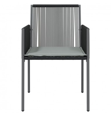  Kėdės su pagalvėmis, 6vnt., juodos, 54x60,5x83,5cm, ratanas - Lauko kėdės - 4