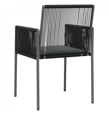  Kėdės su pagalvėmis, 6vnt., juodos, 54x60,5x83,5cm, ratanas - Lauko kėdės - 6