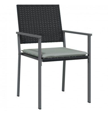  Sodo kėdės su pagalvėmis, 6vnt., juodos, 54x62,5x89cm, ratanas - Lauko kėdės - 3