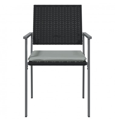  Sodo kėdės su pagalvėmis, 6vnt., juodos, 54x62,5x89cm, ratanas - Lauko kėdės - 4