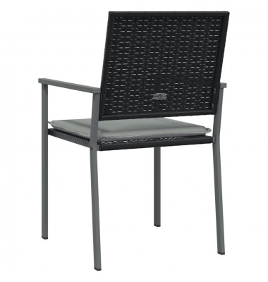  Sodo kėdės su pagalvėmis, 6vnt., juodos, 54x62,5x89cm, ratanas - Lauko kėdės - 6