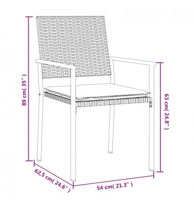  Sodo kėdės su pagalvėmis, 6vnt., juodos, 54x62,5x89cm, ratanas - Lauko kėdės - 9