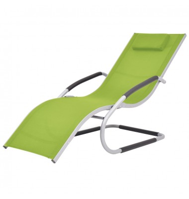  Saulės gultas su pagalvėle, žalias, aliuminis ir tekstilenas - Gultai, šezlongai - 1