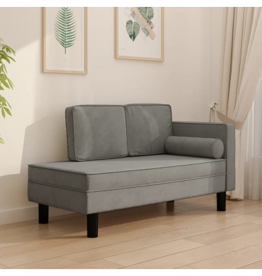  Poilsio sofa su pagalvėmis ir ilga pagalve, pilka, aksomas - Sofos, sofos-lovos - 1