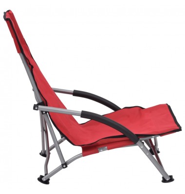  Sulankstomos paplūdimio kėdės, 2vnt., raudonos spalvos, audinys - Lauko kėdės - 4