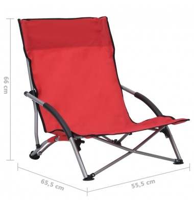  Sulankstomos paplūdimio kėdės, 2vnt., raudonos spalvos, audinys - Lauko kėdės - 8