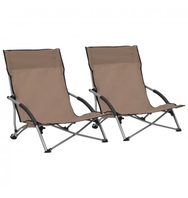  Sulankstomos paplūdimio kėdės, 2vnt., taupe spalvos, audinys - Lauko kėdės - 1