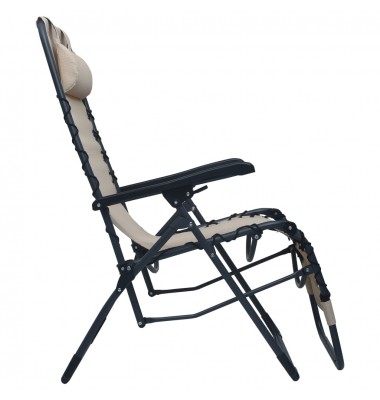 Sulankstoma terasos kėdė, kreminės spalvos, tekstilenas - Gultai, šezlongai - 3