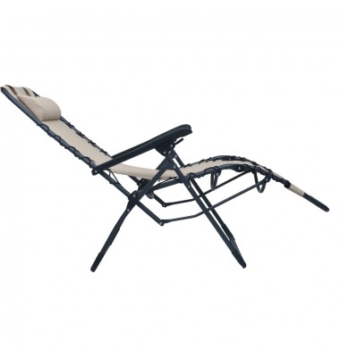 Sulankstoma terasos kėdė, kreminės spalvos, tekstilenas - Gultai, šezlongai - 4