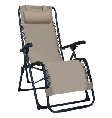 Sulankstoma terasos kėdė, taupe spalvos, tekstilenas - Gultai, šezlongai