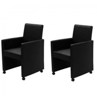  Valgomojo kėdės, 2 vnt., juodos, dirbtinė oda - Valgomojo Kėdės - 2