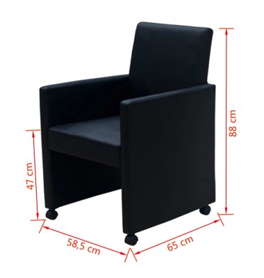  Valgomojo kėdės, 2 vnt., juodos, dirbtinė oda - Valgomojo Kėdės - 9