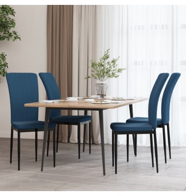  Valgomojo kėdės, 4vnt., mėlynos spalvos, aksomas - Valgomojo Kėdės - 1
