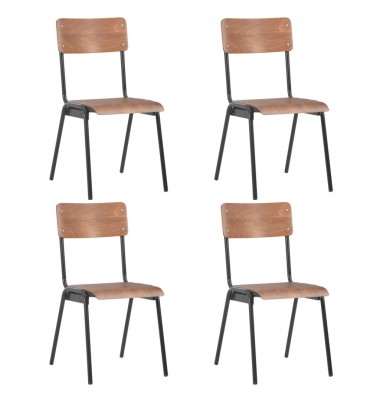  Valgomojo kėdės, 4 vnt., rudos sp., faneros masyvas ir plienas - Valgomojo Kėdės - 1